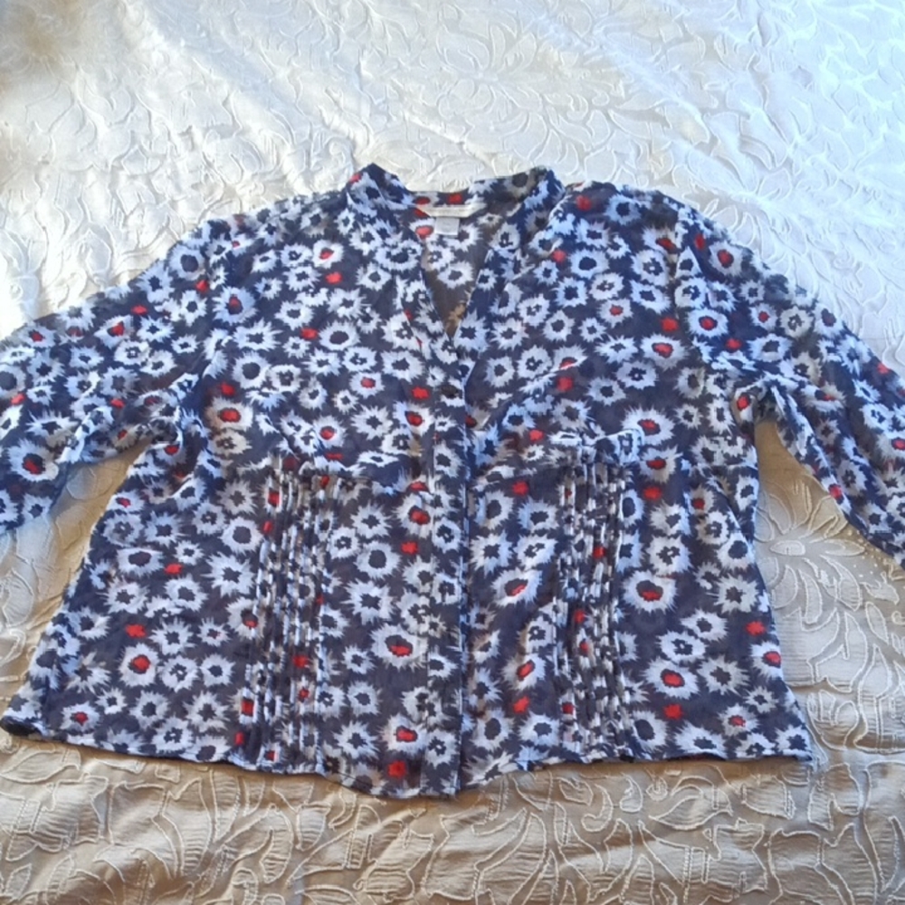 Christopher & Banks Red and Black Floral Top